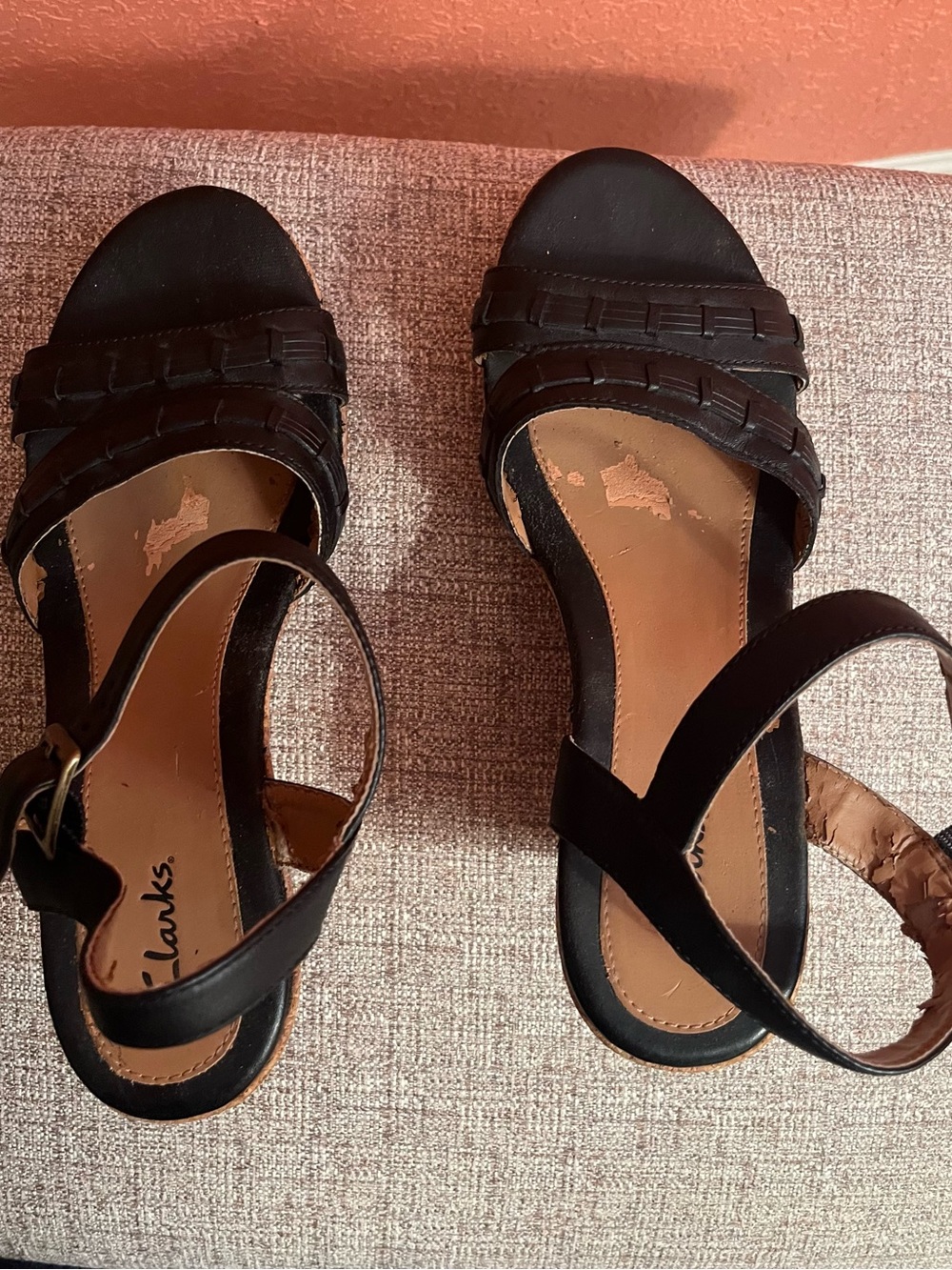 Clarks Women's Black Wedge Sandals